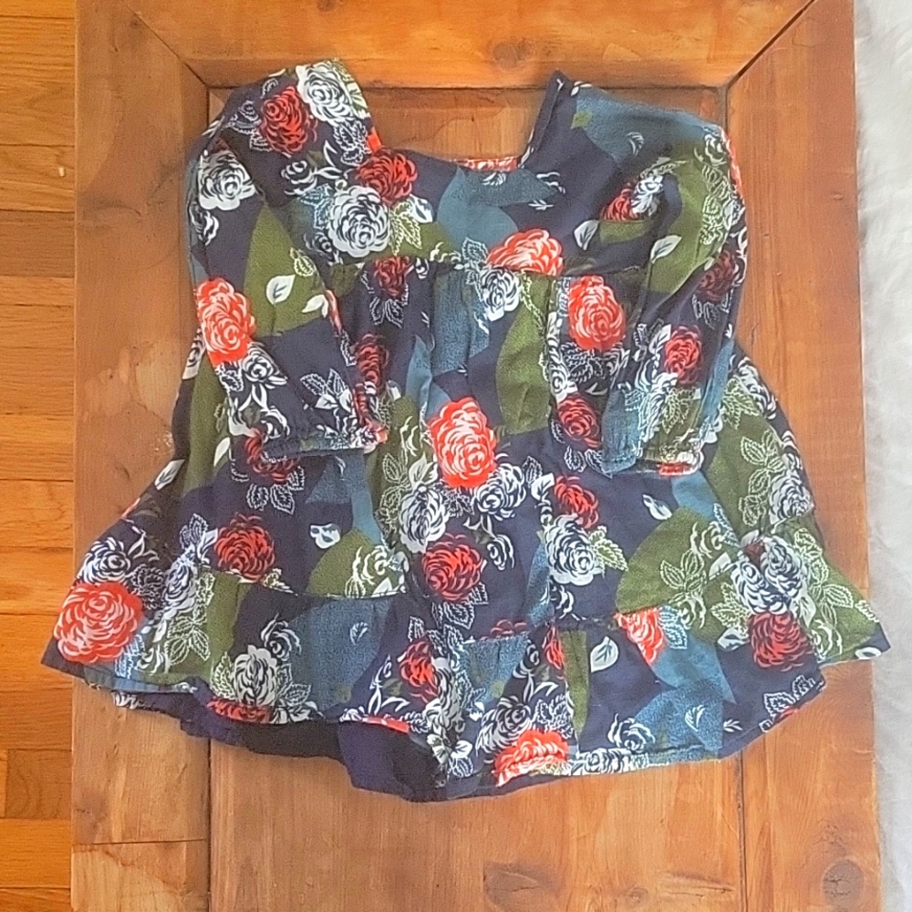 BabyGap 100% cotton lined square neck floral dress